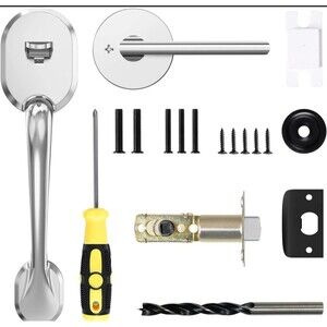 SMONET Front Door Handle, Entry Door Handleset with Door Lever for Right and Lef